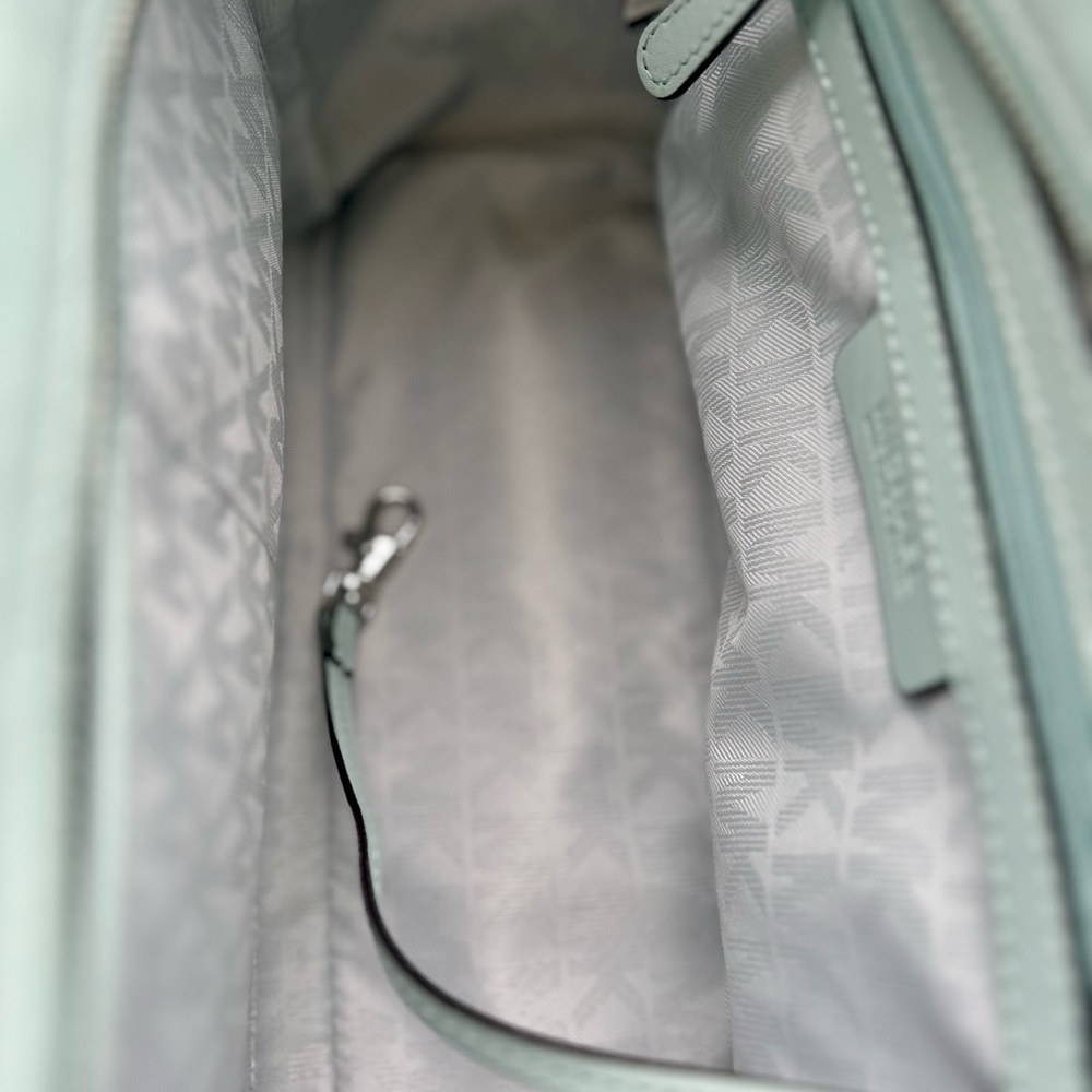 MICHAEL KORS. Selma Celadon Satchel Embossed Leather. Light Blue/Greenish Color - Picture 8 of 10